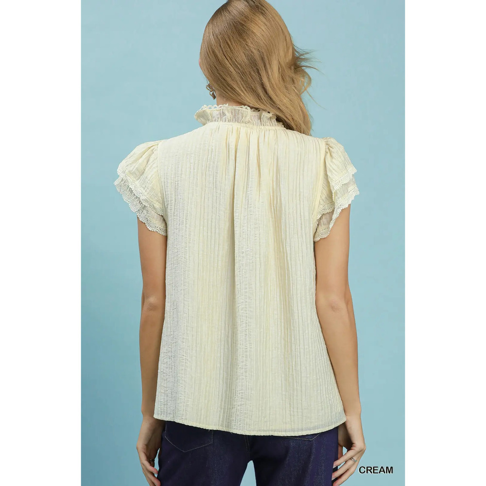 Umgee Lace Trim Ruffle Top - Picture 3 of 5